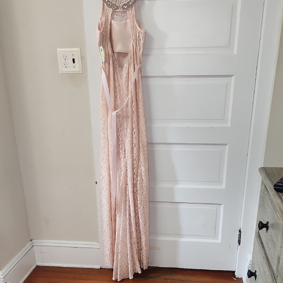 Sequin Hearts Light Pink Lace Maxi Dress - Picture 3 of 8